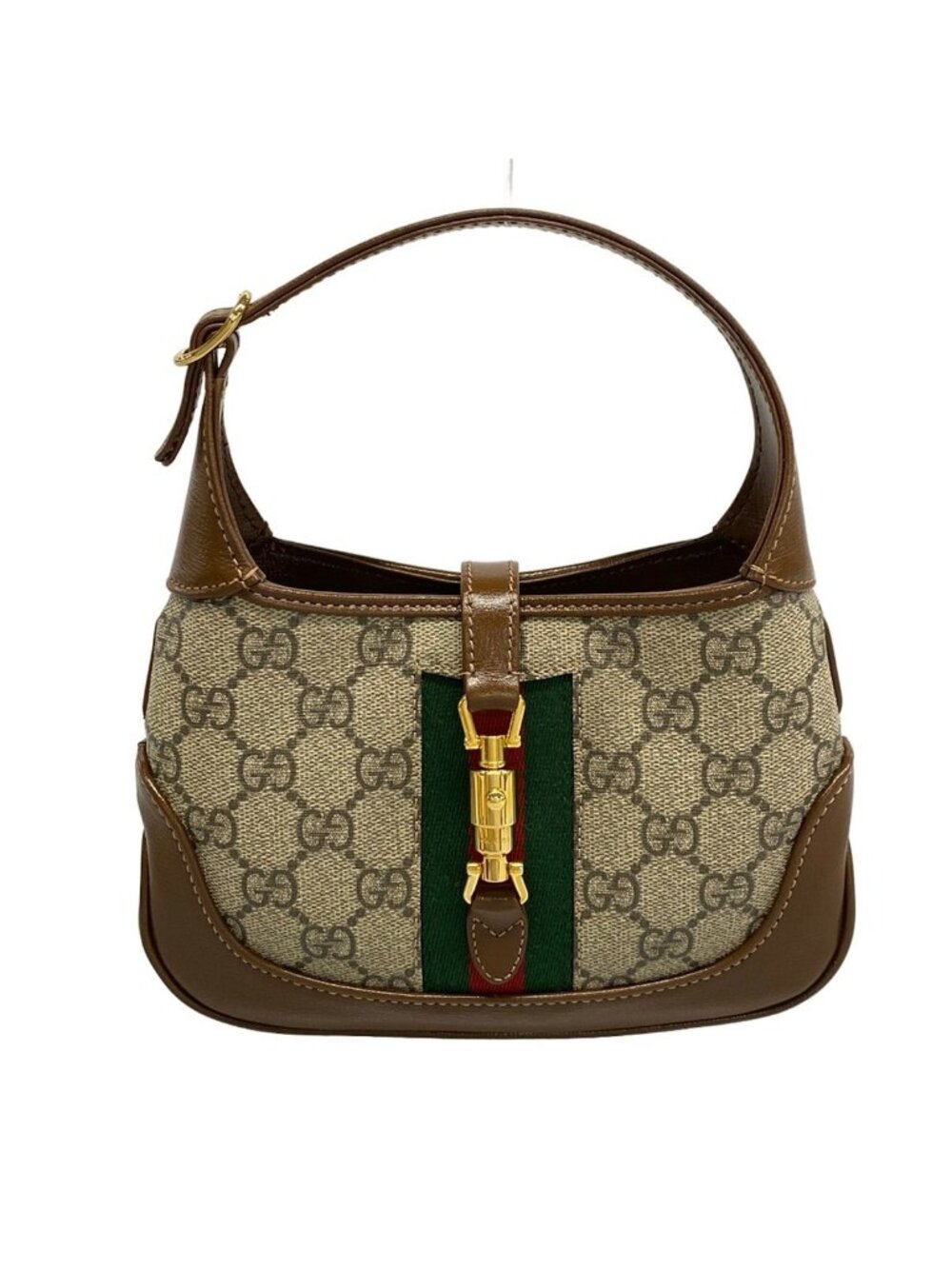Gucci Handbag Jackie 1961 Beige Dark Brown Sherry Leather